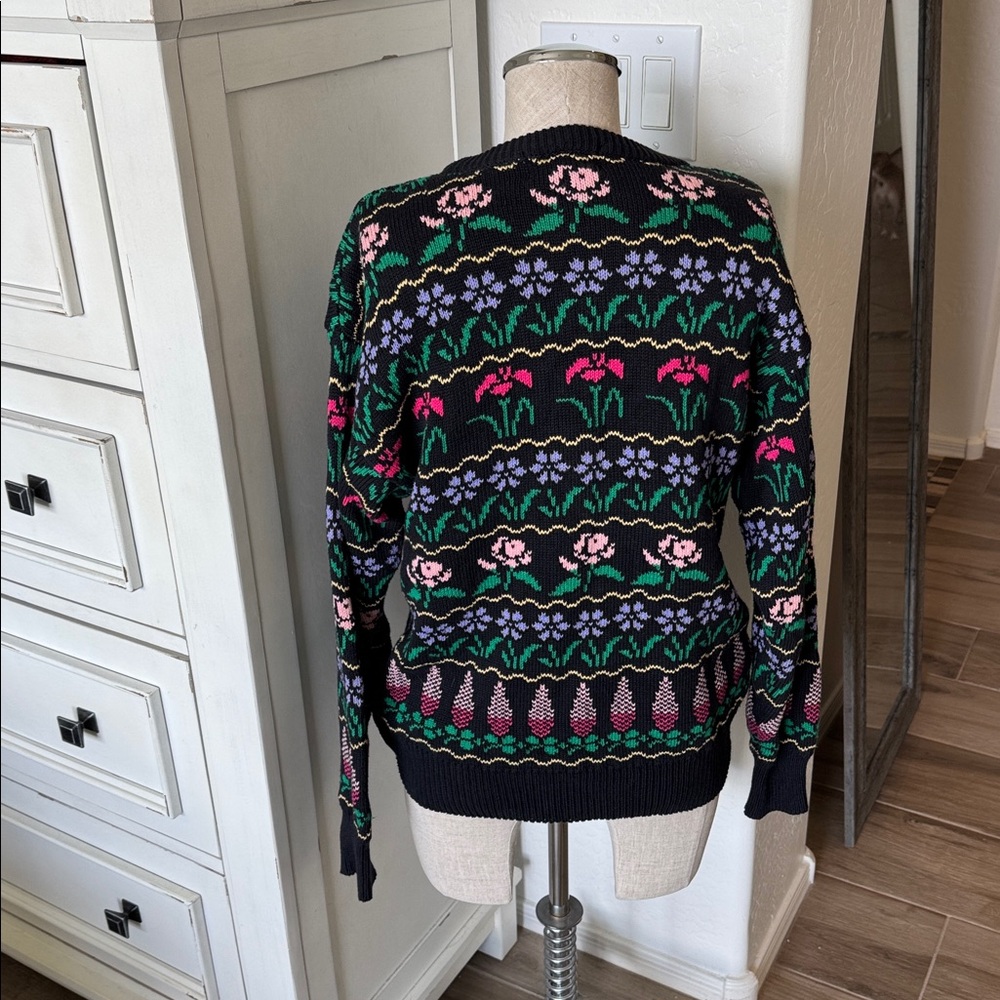 Vintage Smith Forester M cotton spring flower print sweater - Picture 4 of 6